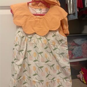 Orange and White Floral Dress